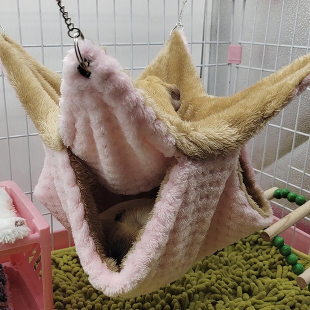 Honey Glider Double Pile Hammock Guinea Pig Flower Branch Mouse Squirrel Autumn Winter Warm Hammock Mat Bed