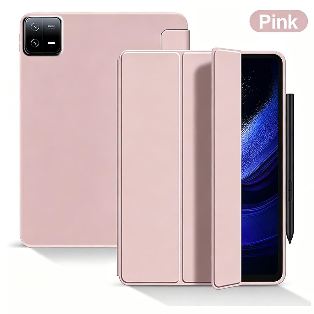 For Xiaomi Pad 6 / 6 Pro 11-inch 2023 , Ultra Thin Trifold Stand PU Leather Protective Cover, Soft Silicone Back Shell