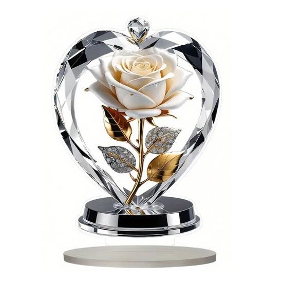 Акриловая табличка с цветком 2D плоская роза настольная табличка для офиса спальни рабочего стола кристальный эффект табличка с цветком розы для мамы жены бабушки