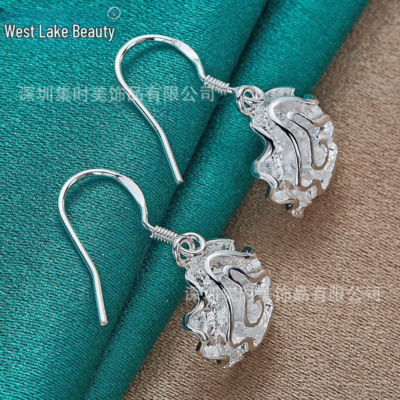 Серьги-цветы «Серебряная роза» для женщин - Коллекция «Красота Западного озера»