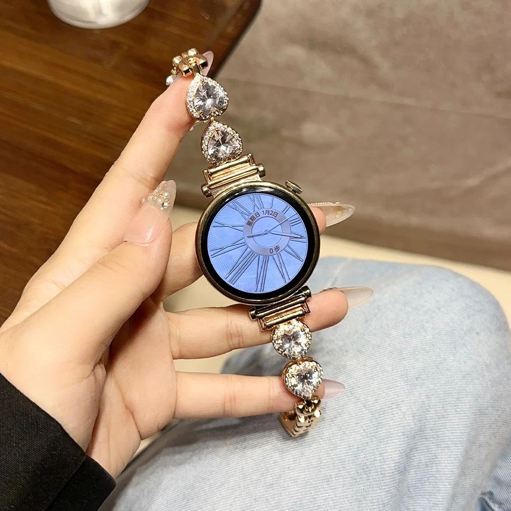 Женский бриллиантовый браслет для умных часов Huawei GT 4 41 мм, ремешок 18 мм 20 мм 22 мм для Samsung Galaxy 6 Classic 47 мм 43 мм 5 6 40 мм 44 мм