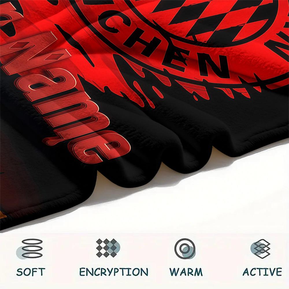 1PC Custom Name FC Bayern Munich Patterned Flannel Blanket Suitable For All Seasons for Home Decor Warmth and Comfort Gifts Holiday Present -HE58