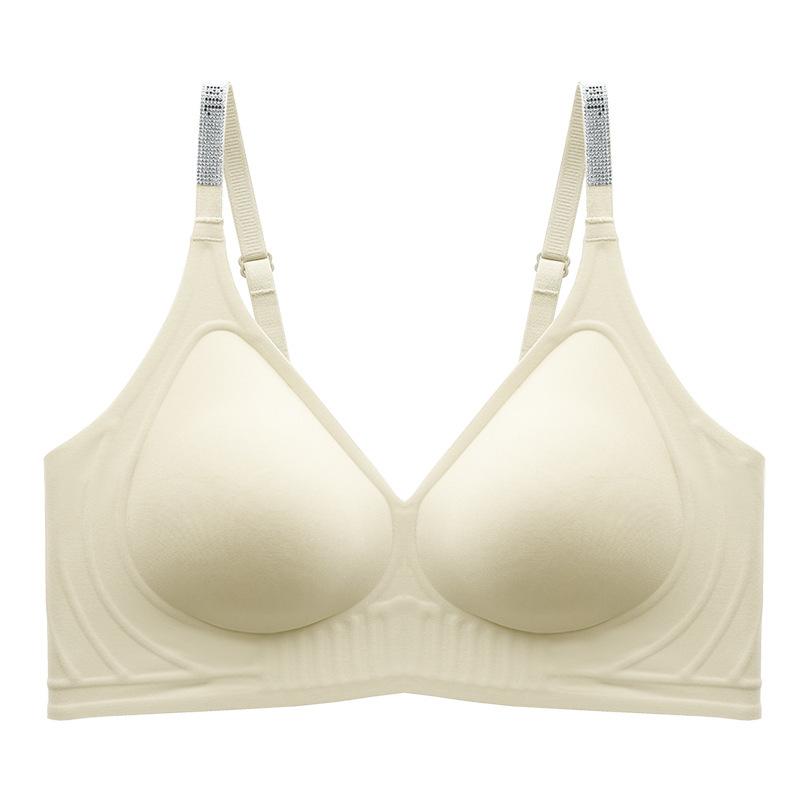 Letter shoulder strap underwear simple anti-sagging small chest gathering underwear adjustment type sexy bra seamless