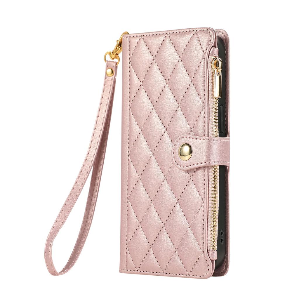 Phone Case For Honor X60 Pro 5G/X9c 5G/Magic7 Lite 5G Multi Card Slots Zipper Rhombus Leather Cover with Wrist Strap