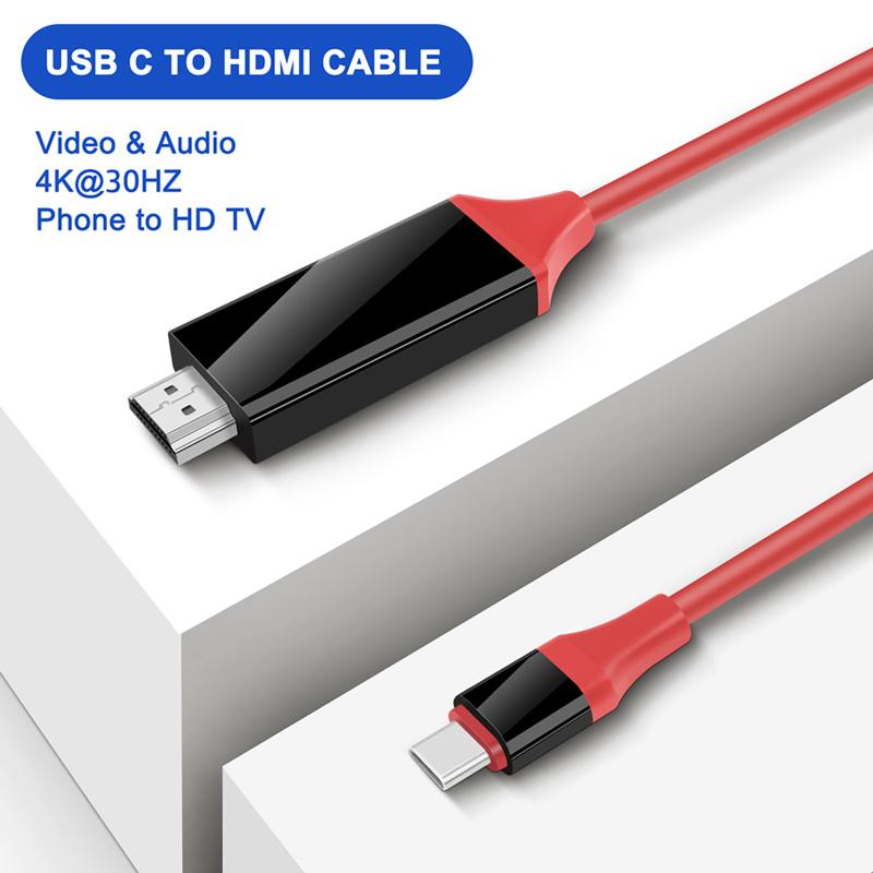 Адаптер Type-c к HDMI, совместимый с 10 Гбит/с, 4K30HZ, конвертерный кабель, 2 метра для компьютера, ноутбука, USB
