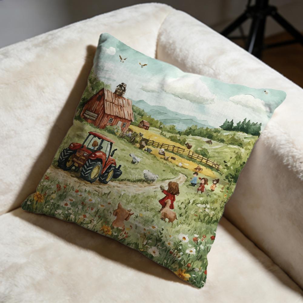 Farm Cushion Cover Soft Decorative Pillow Case Suitable for Bedroom Sofa Car Travel Use
