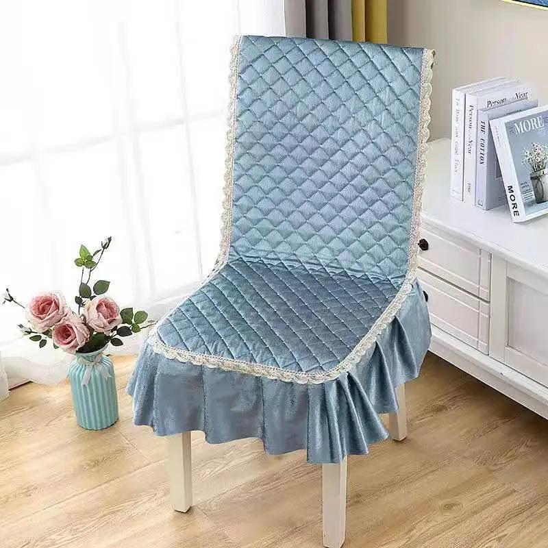 Минималистичный домашний обеденный стол, чехол на стул, соединенный нескользящий кружевной чехол на табурет, плюшевая пылезащитная и дышащая подушка на стул