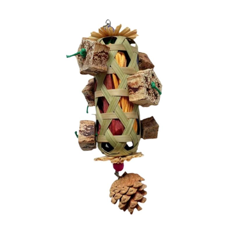 Parrot Hanging Bite Wooden Colorful Shredding Crinkles Parrot Chewing Toys Bird Cage Toy for Conures Cockatiels Parakeets