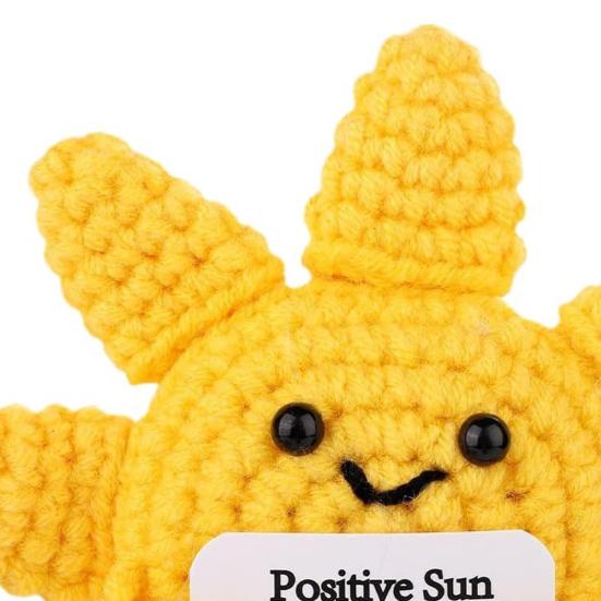 Mini Positive Sun Crochet Doll Emotional Support Handmade Knitting Cartoon