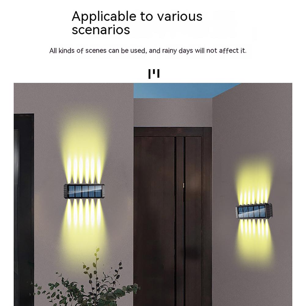 14LED Solar Outdoor Lights Waterproof Up And Down Lighting Wall Lights For Yard Deck Garden Garage Walkway Porch