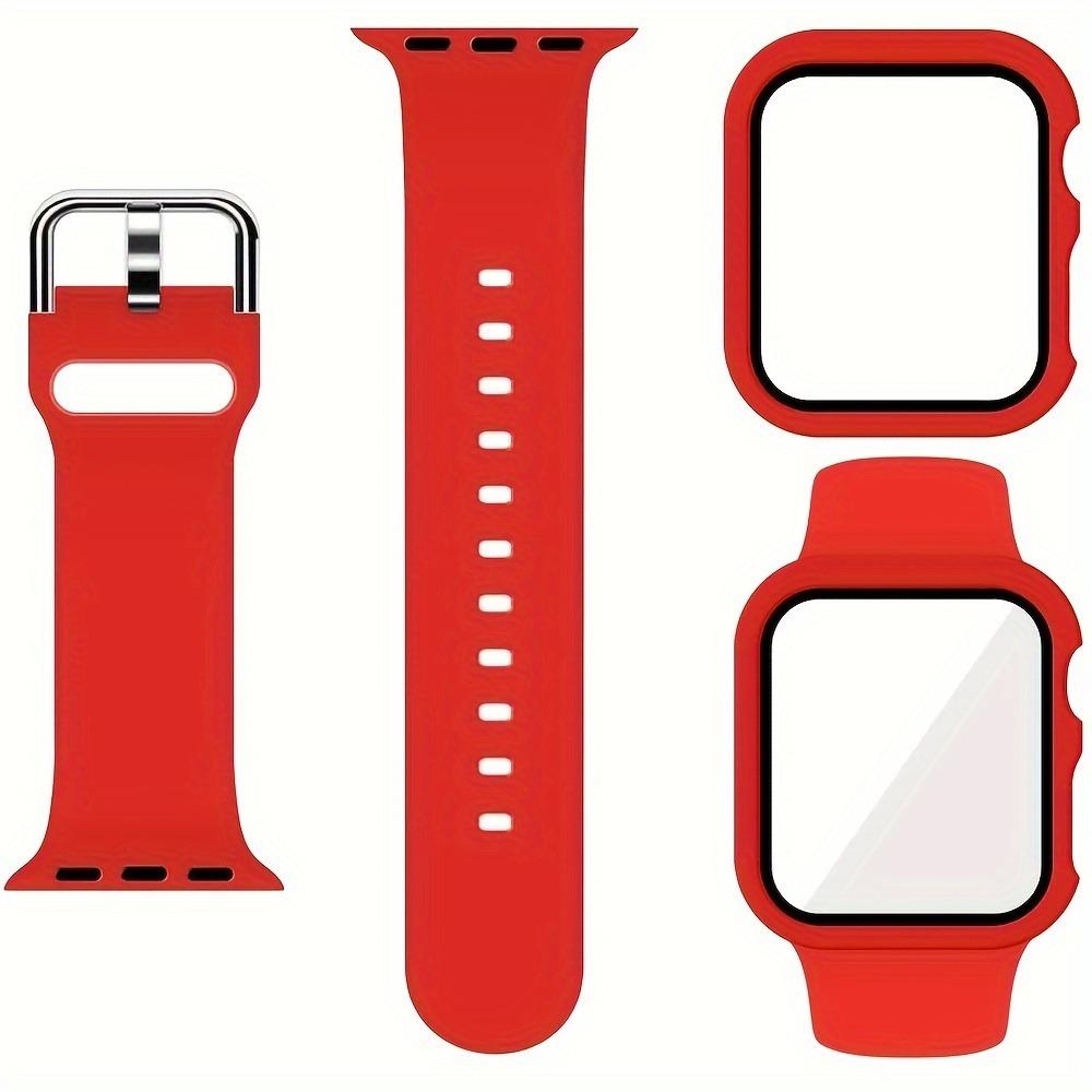 1 упаковка 3-в-1 Совместимый ремешок для Apple Watch 38 мм 40 мм 41 мм 42 мм 44 мм 45 мм 49 мм, Мягкий силиконовый спортивный ремешок для IWatch Series SE 9 8 7 6 5 4 3 2 1