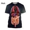 Fashion New Printing Human Organs and Bones Men's T-shirt Casual Short Sleeved Round Neck Harajuku Large Comfortable