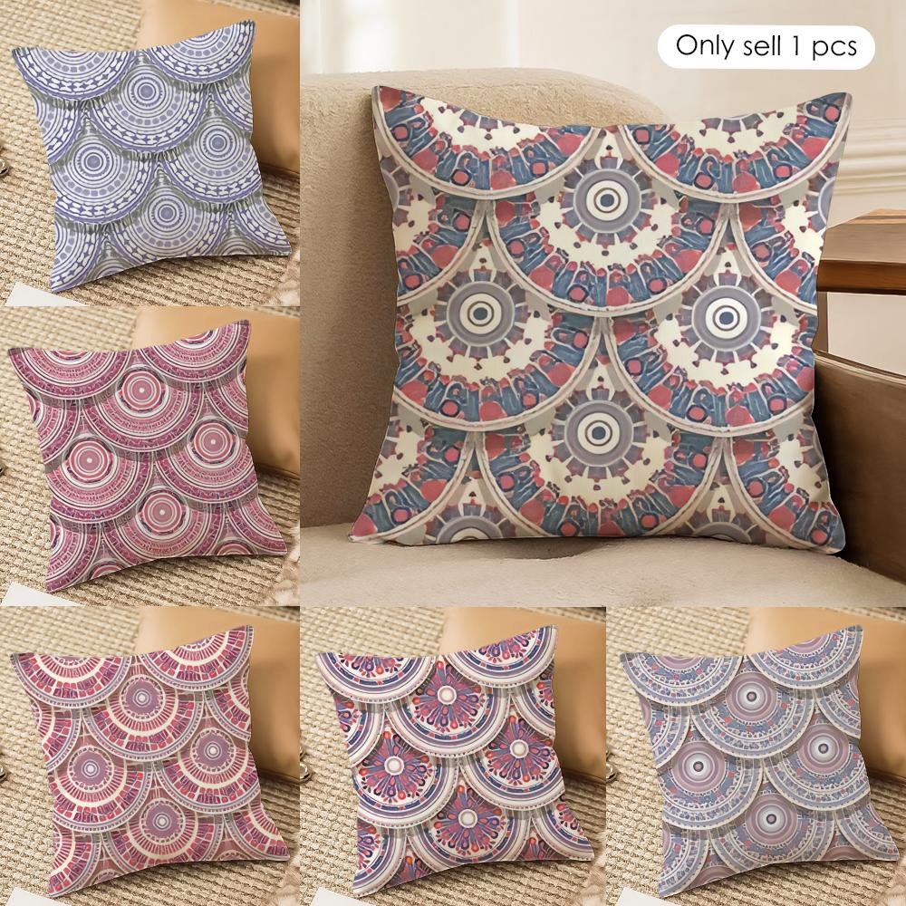 Fish scale pattern Cushion Cover Soft Plush Fabric DoubleSided Printed Cushion Covers for All Seasons Modern Home Decor