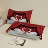 3pcs White Red Fitted Sheet 3D Printed Romantic Swan Couple For Couples Gifts Flat Sheet With 2 Pillowcases Bedroom Decor