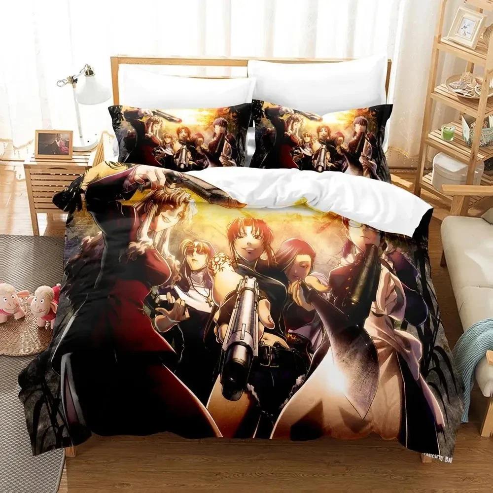 Комплект постельного белья «Черная лагуна» с рисунком из аниме, пододеяльник, постельный комплект, пододеяльник, наволочка, одеяло размера «king-size», комплект постельного белья для мальчиков и взрослых