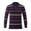 Men's Autumn Striped Long-Sleeve Collared Shirt - Loose Fit for Middle-Aged & Elderly