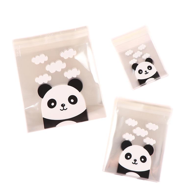 100 шт./упак. самоклеящиеся мешочки для печенья в виде панды, свадебные мешочки для конфет