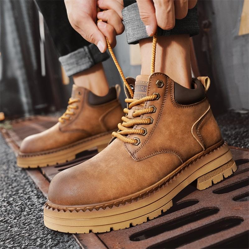 Мужские ботильоны из натуральной кожи, короткие ботинки в стиле ретро, ботинки в стиле рабочей одежды, повседневная обувь