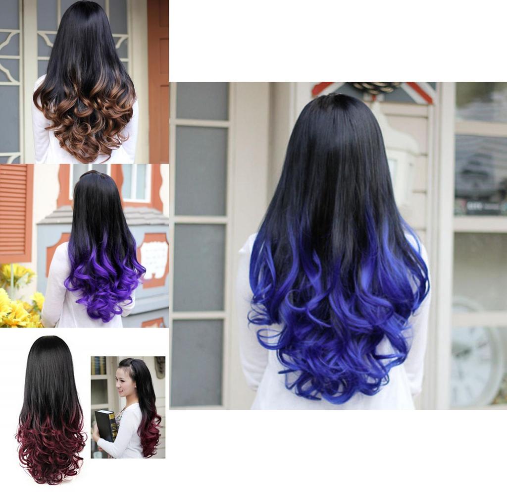 Женские длинные кудрявые волнистые полупарики термостойкие градиентного цвета премиального салонного стиля