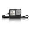 PULUZ для GoPro HERO12 черный/11 черный/10 черный/9 черный силиконовый защитный чехол с ремешком на запястье и крышкой для объектива