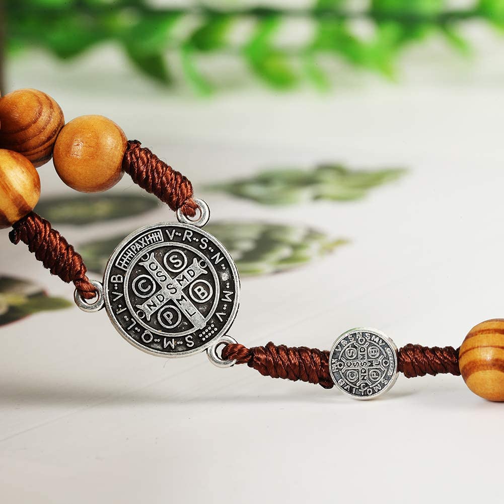 Четки Бусины Католический Деревянный Крест Ожерелье Автомобиль Зеркало Заднего Вида Декор