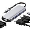Док-станция-хаб VGA HDMI 100 Вт PD Быстрая 5 Гбит/с Данные Совместима с iPad Surface и Устройствами USB-C Станция, 6-в-1, 1080P@60 Гц, 4K@30 Гц, Зарядка, Высокоскоростная
