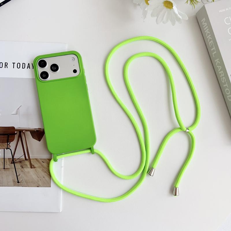 Чехол-кошелек на ремешке через плечо из жидкого силикона для iPhone 17 Pro Max 15 14 13 16 Pro Max, веревочный плечевой ремень, конфетный цвет, мягкая задняя крышка