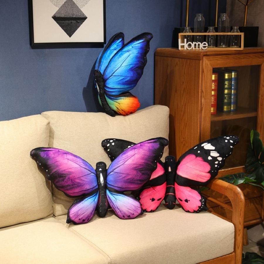 Нетоксичная цветная 3D подушка-бабочка Декоративные животные Подушки для дивана Подушка с принтом Мягкая подушка Кровать Спальня Диван Комната Декор