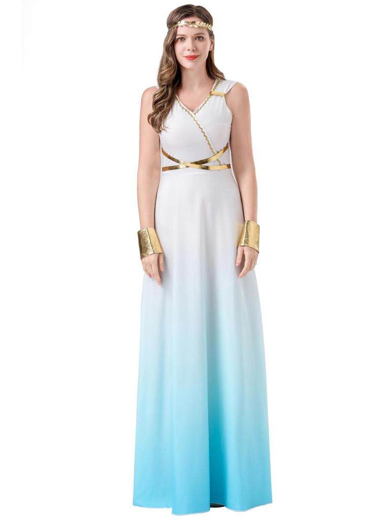 Greek Goddess Halloween Costume - Cosplay Masquerade Party Dress for Stage Performance