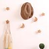 Nordic Solid Wood Star & Moon Wall Hook Set - Punch-Free Design for Coats & Hats