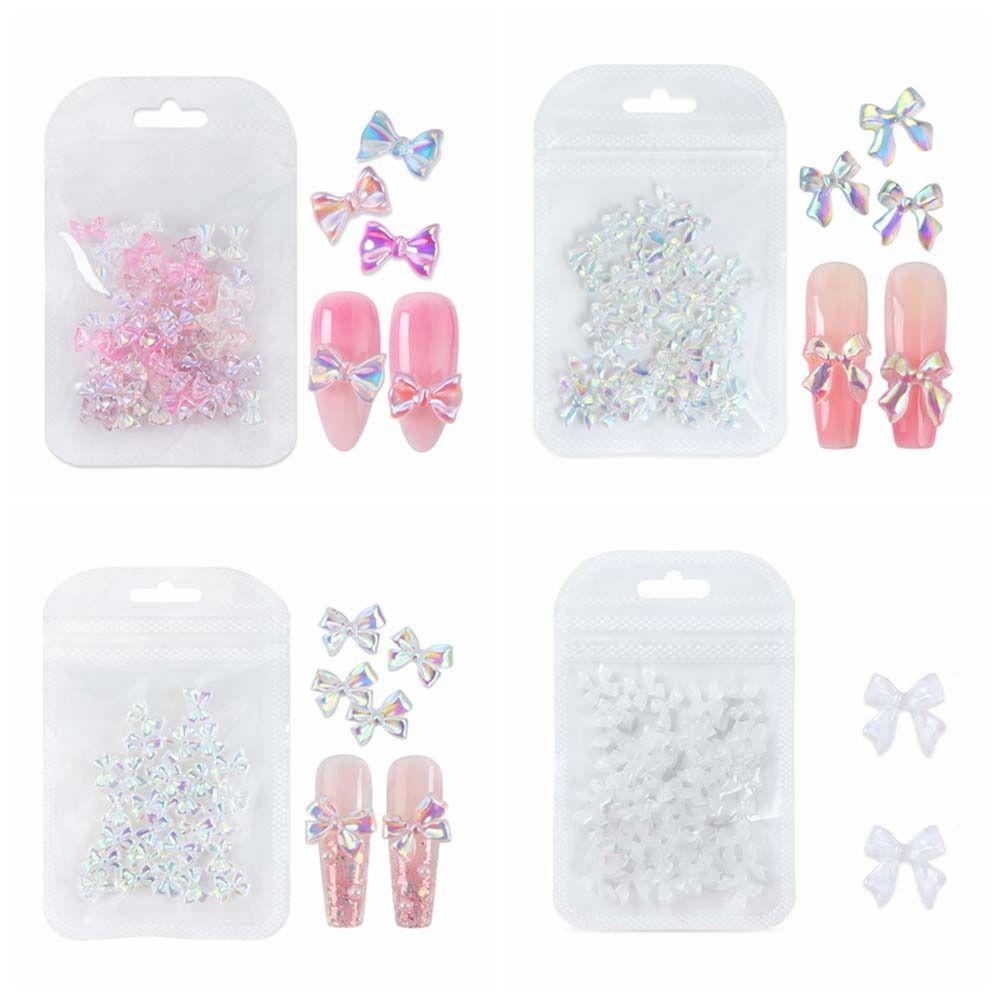 30 шт./компл. смоляные украшения для ногтей в виде банта, лента, бант, стразы для ногтей, маникюрный салон
