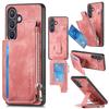 For Samsung Galaxy S24+ Case Zipper Card Holder Kickstand Leather+PC+TPU Phone Cover