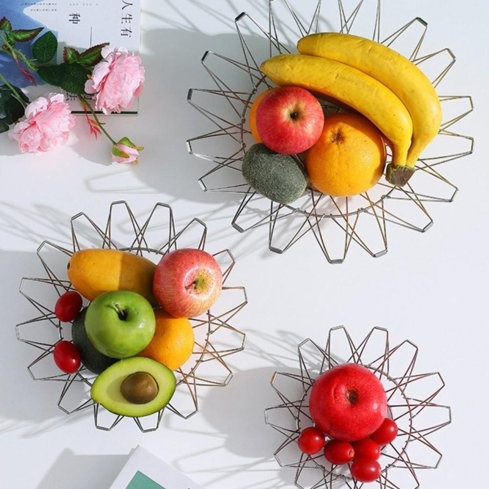 Nordic-style Hollow Structure Foldable Fruit Basket Scalable Modern Candy Dessert Rack Simple Storage Basket Kitchen Organizer
