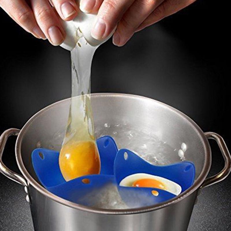 4Pcs/Set Silicone Egg Poacher Poaching Pods Pan Non Stick Egg Baking Cups Tools ARI