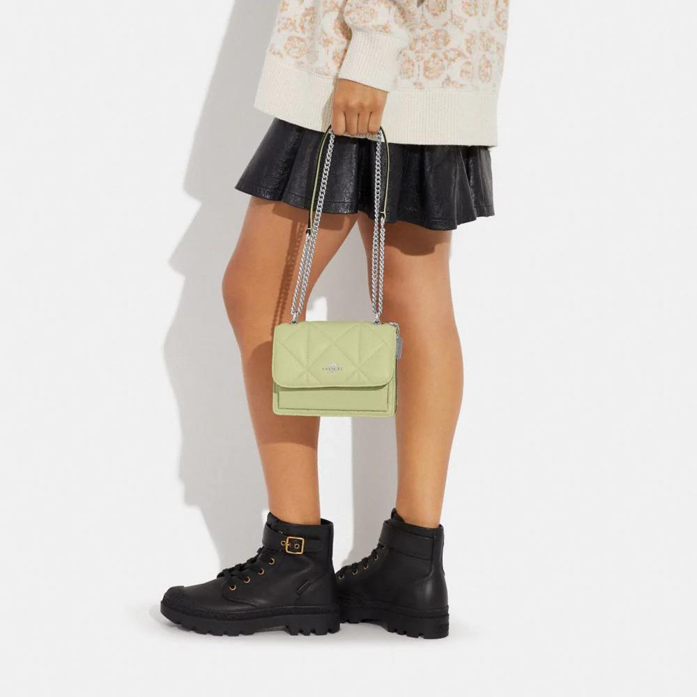 New COACH Klare Leather Chain Bag, Shoulder Bag, Crossbody Bag Mini Women's Grass Green CJ526-SVM97