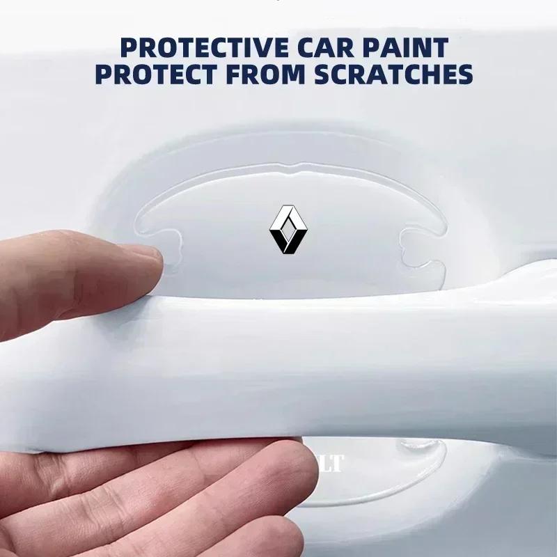 4Pcs Car Transparent Door Bowl Handle Protective Film Sticker For Renault Megane 2 3 4 Clio Scenic Duster Kaptur Captur Logan S666