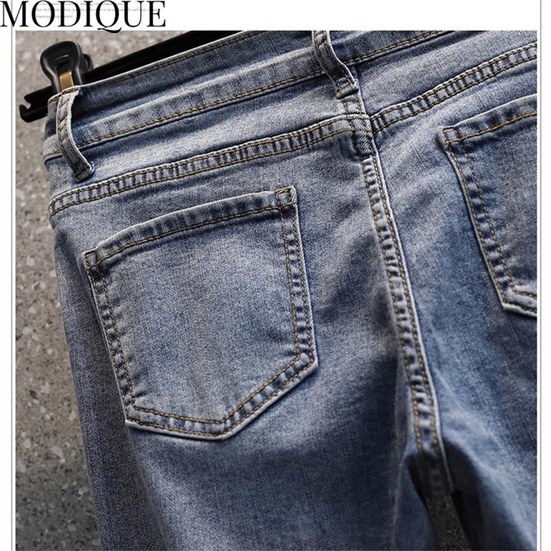 MODIQUE Осенние Большие размеры Новые женские эластичные прямые брюки до щиколотки Женские базовые повседневные джинсовые джинсы полной длины Женские длинные хлопковые брюки