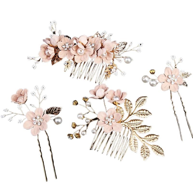 Женские расчески для волос, украшения для волос, золотистого цвета, свадебные аксессуары для волос, свадебный головной убор, с жемчугом и стразами, для женщин, аксессуары