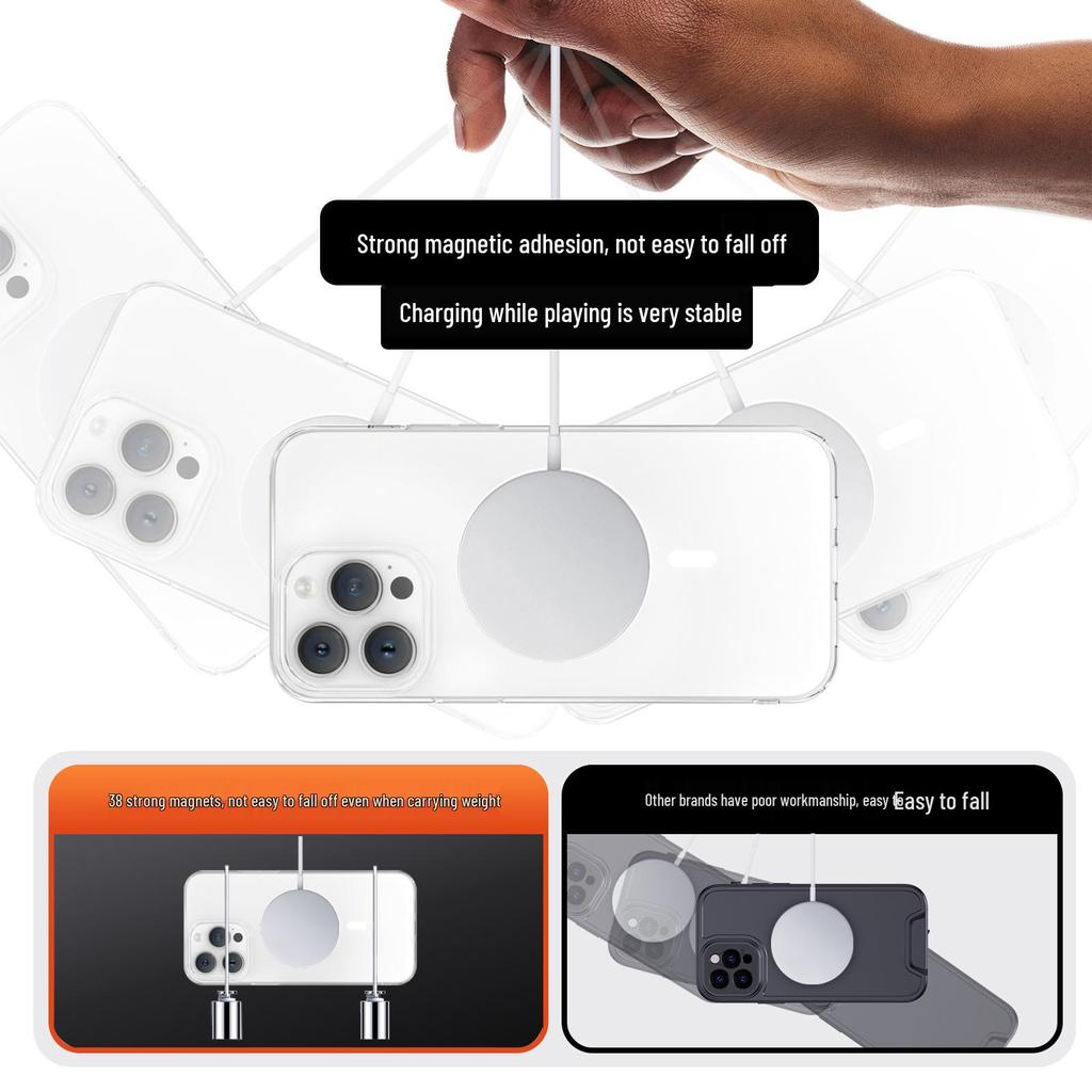 Совместимо с Apple iPhone 16 Pro Max: Прозрачный Магнитный Матовый Защитный Чехол