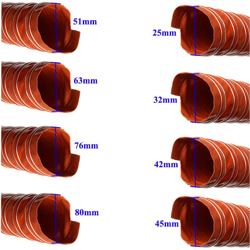 1M Universal Car Air Ducting Pipe Flexible Air Vent Hose Tube Hot Cold Cooling Transfer Extractor 25/32/38/42/45/51/63/76/80mm