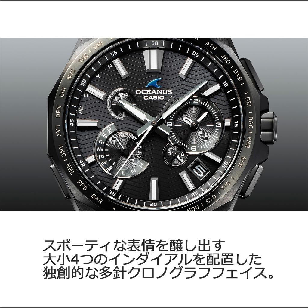 Часы Casio Oceanus CLASSIC LINE (OCW-T6000B-1AJF) - Мужские, Черные, С Bluetooth, На солнечной батарее, Сапфировое стекло, Подлинный японский продукт