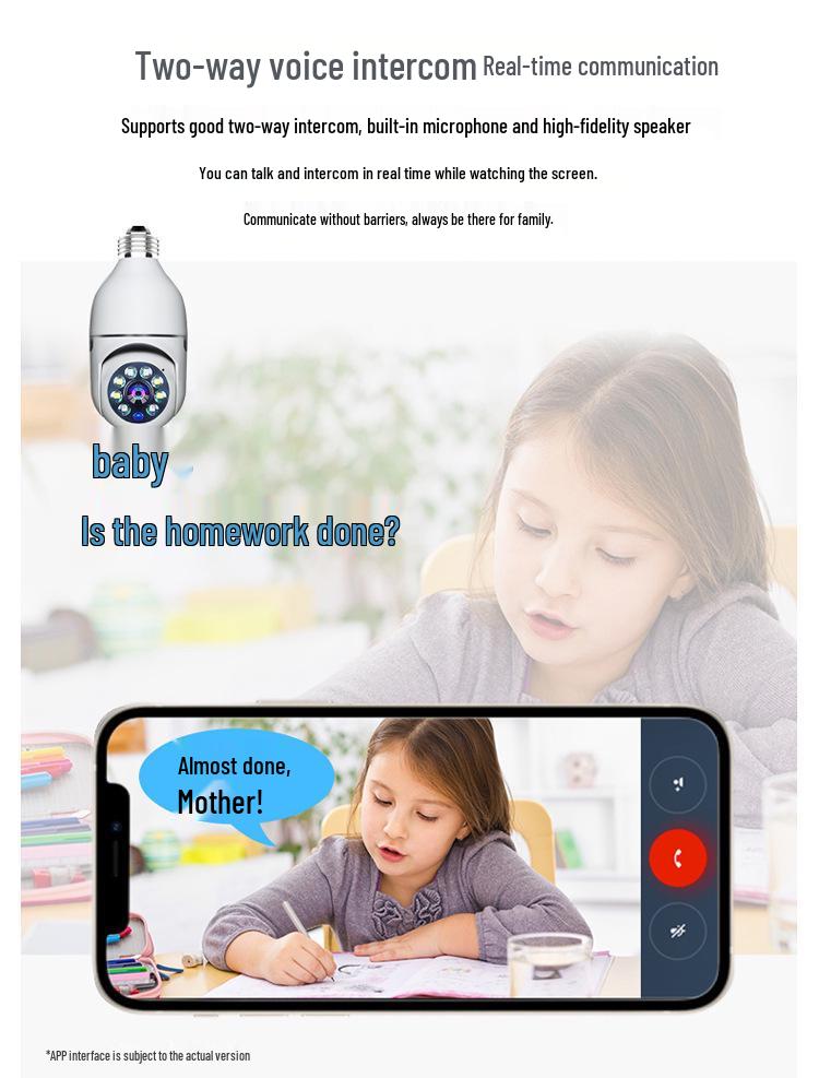 360° Wireless Surveillance Light Bulb Camera with Mobile Remote and Full-Color Night Vision HD Monitoring