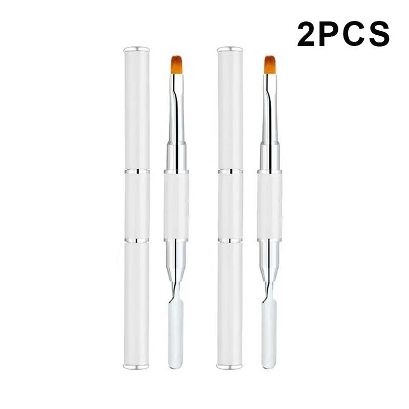 2 шт. Гелевая кисть и пушер 2-в-1 Кисть для ногтей и инструмент-шпатель для нанесения акрилового геля для наращивания ногтей