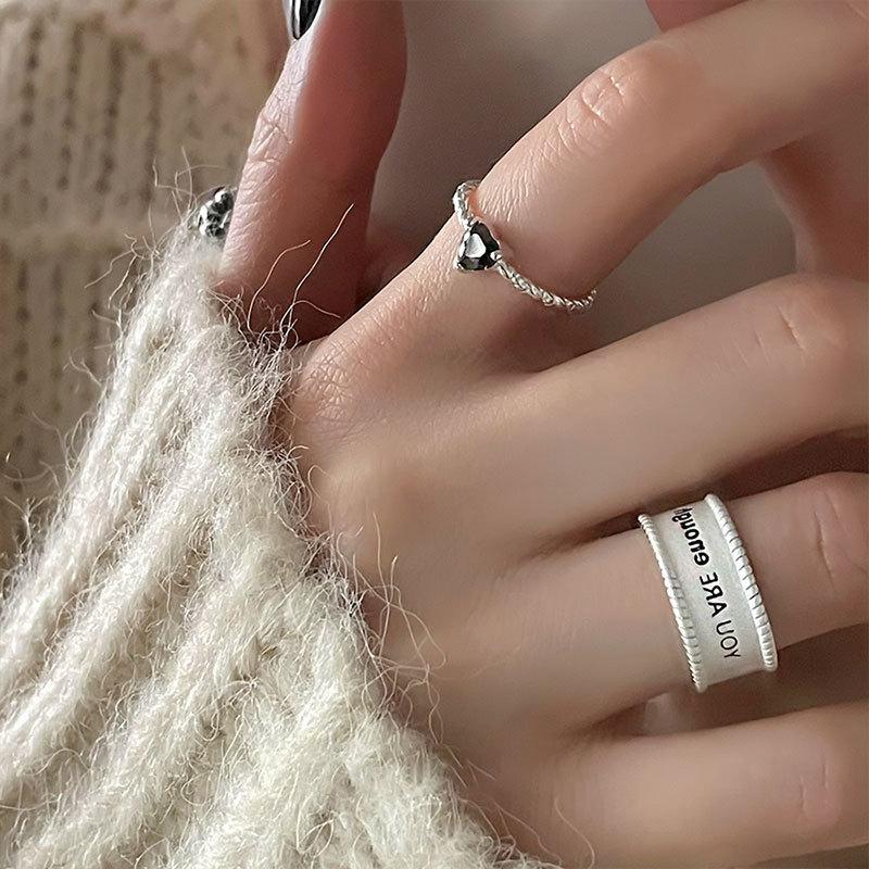 Xiaomi BFCLUB Кольца Серебристого Цвета Для Женщин Широкие Белые Цвета Буквы Сердце Простые Модные Ретро Открытые Кольца Вечеринка Подарки Аксессуары