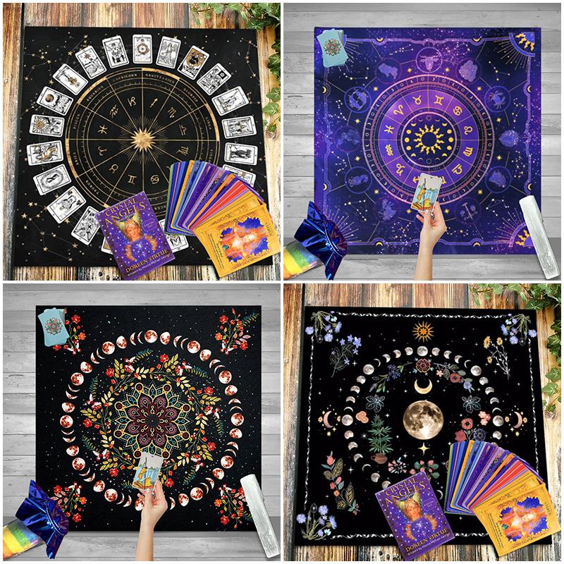 1 шт. Скатерть с картами Таро, 12 знаков зодиака, карточная игра, гадания, коврик для настольной игры, скатерть, украшение для дома