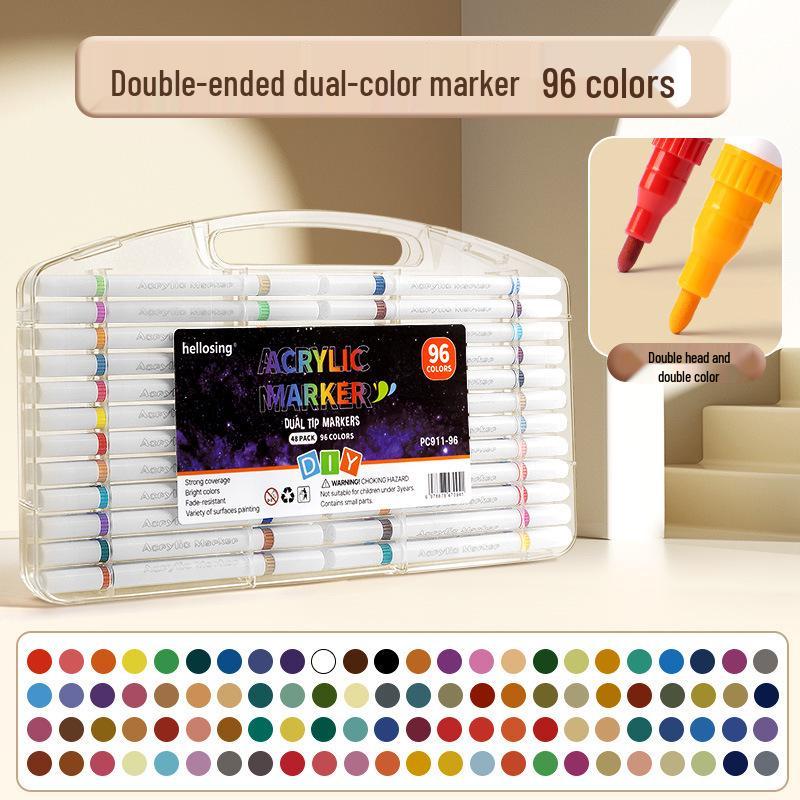 Acrylic Non-Bleeding Double-Ended Marker Pens for Kids, Washable and Layerable Watercolor and Colored Pens for Students.