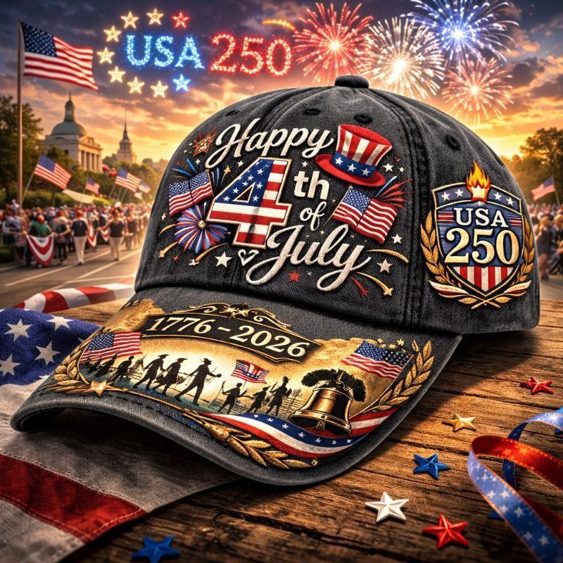 250th Anniversary 3d Printed Baseball Cap With Curved Brim For Casual Wear