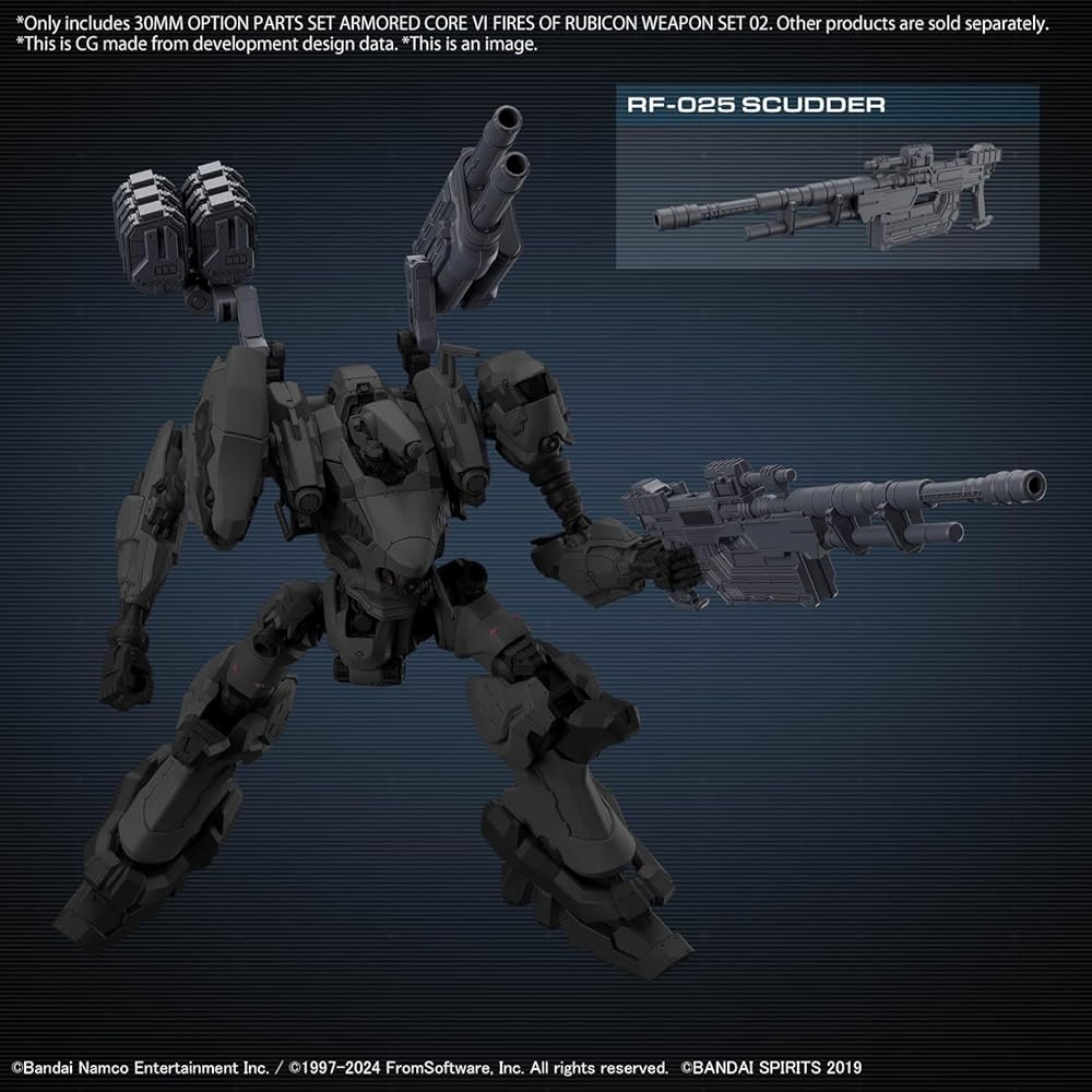Bandai Spirits 30MM Armored Core VI Fires of Rubicon Weapon Set 02 Color-Coded Plastic Model Kit