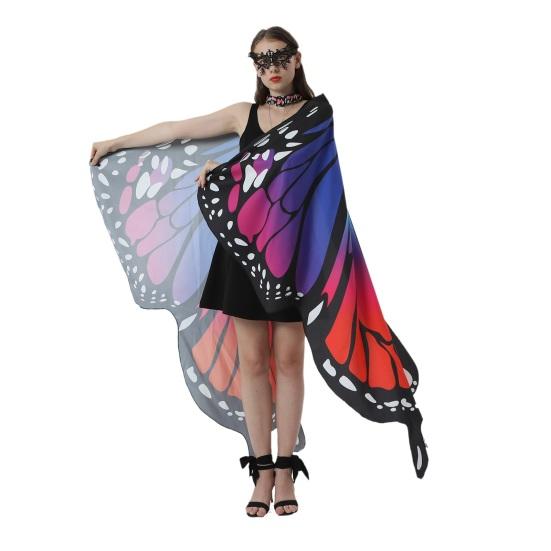 Накидка с крыльями бабочки для взрослых, гибкий красочный привлекательный костюм на Хэллоуин для вечеринки, подарочный реквизит