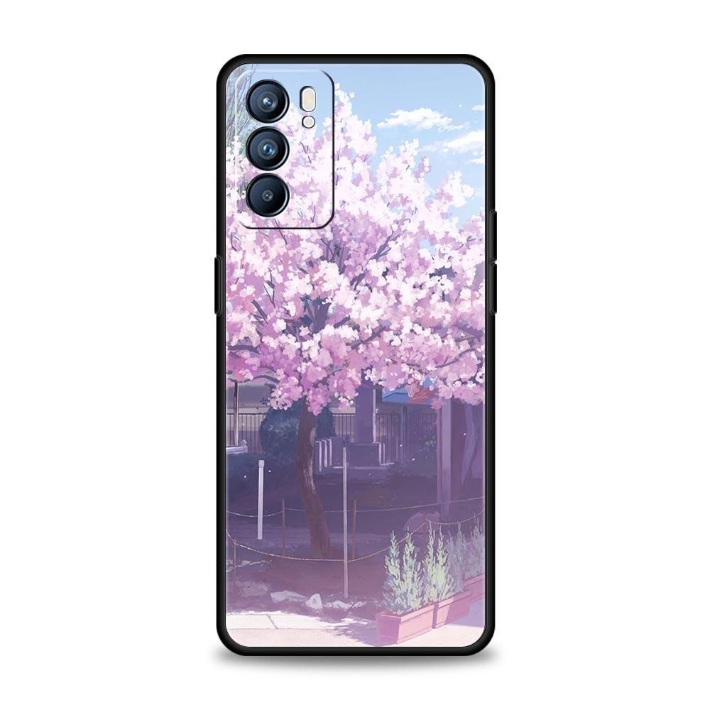 Чехол Cherry Traint Moun Fuji для Oppo Find X6 X5 A54 A53 A52 A9 2020 A15 A95 A17 A16 A76 A74 A57 Reno7 Reno6 Pro Plus 5G
